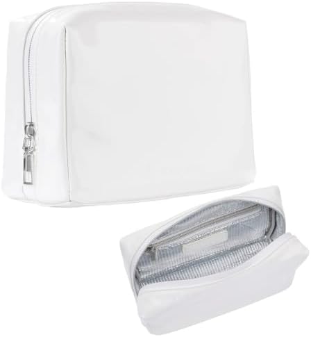 Stay Golden Luxury Insulated Makeup Bag for Women – Heat-Resistant Vegan Leather Cosmetic Case for Hot Car, Pool, Travel & Skincare, Waterproof | White, Silver Zipper, Small (7.5 x 5 x 3 in) by StayGoldenBrands