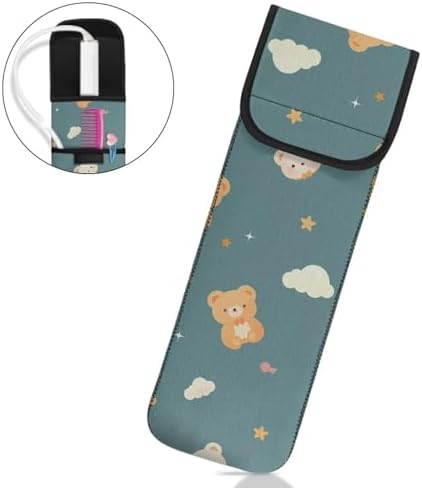 Hair Flat Iron Case Holder Canvas Bag Heat Resistant Curling Iron Silicone Straightener Holder Mat for Hair Tools Curling Iron Organizer Bag Bear - Image 7