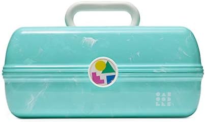 Caboodles On-The-Go Girl Makeup Box, Turquoise on Marble, Hard Plastic Makeup Organizer Box, Built-In Mirror, Secure Latch for Safe Travel, Spacious Storage for Large Items by Caboodles