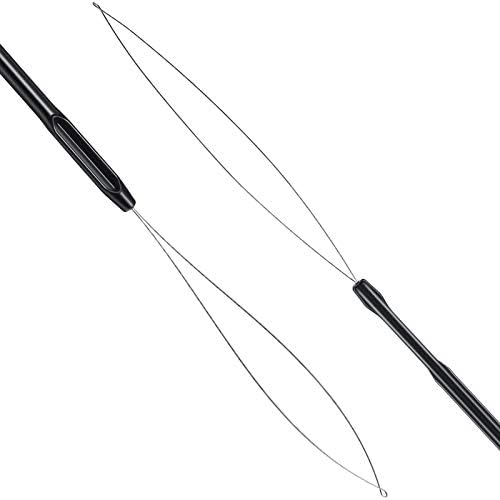 Zonon 10 Pcs Loop Needle Threader Tool for Hair Extension Bead,Black - Image 3