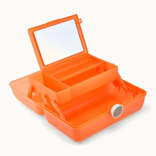 Caboodles On-The-Go Girl Makeup Box, Orange Shimmer, Show Girl Collection, Hard Plastic Makeup Organizer Box, Built-In Mirror, Secure Latch for Safe Travel, Spacious Storage for Large Items - Image 4