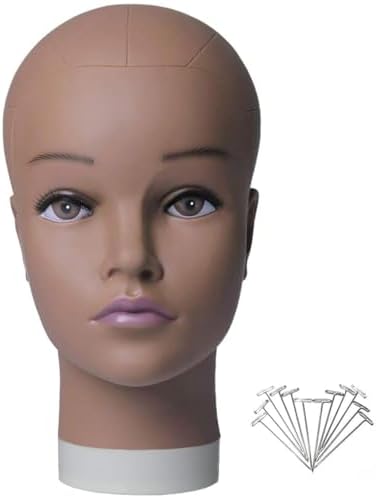 HAIRWAY Mannequin Head Female Mannequin Head Stand Cosmetology Mannequin Head for Wigs Manikin Doll Mannequin Head for Wigs Making and Display with Free T-pins (Brown, 20.5inch) by HAIRWAY