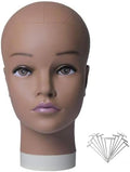 HAIRWAY Mannequin Head Female Mannequin Head Stand Cosmetology Mannequin Head for Wigs Manikin Doll Mannequin Head for Wigs Making and Display with Free T-pins (Brown, 20.5inch) by HAIRWAY