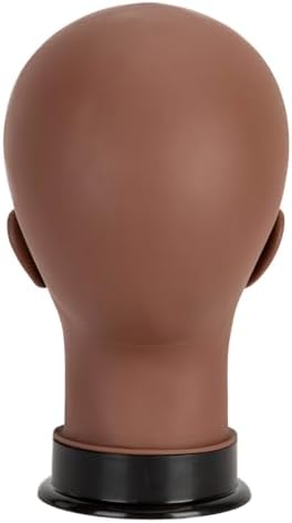 Bald Mannequin Head Brown Female Professional Cosmetology Training Mannequin Bald for Wig Making and Display Afro American Mannequin Head with Free Clamp Stand (brown-02) - Image 3