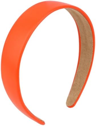 Orange Headband 1 Inch Faux PU Leather Hairband for Women and Girls by Uintoon