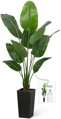 Aveyas 6ft Artificial Bird of Paradise Tree for Home Decor, 6 ft Faux Floor Plant Fake Silk Banana Leaf Tropical Trees with Pot for Indoor Outdoor House Living Room (6 feet Tall Including Raised Pot) by Aveyas