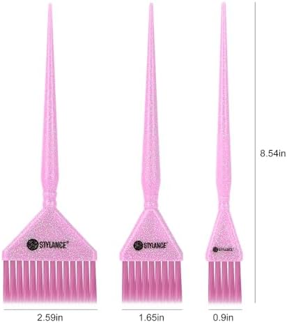 Glitter Hair Dye Brush Set, Hair Color Brush, 3 Sizes Pink Tint Brushes for Professional Hair Coloring, Root Touch-Up & Hair Treatment, Salon & Home Use - Image 4