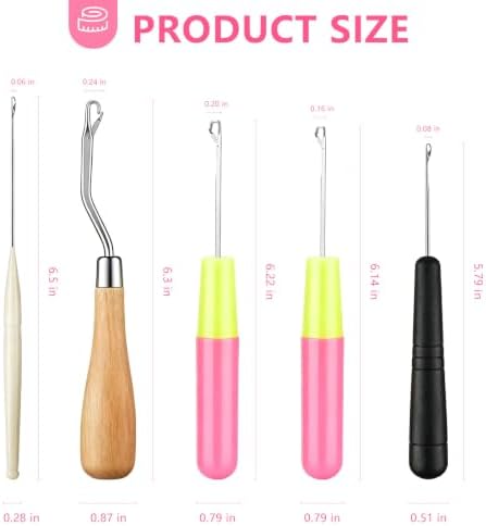 SWEET VIEW Crochet Needles for Hair, Different Sizes Latch Hook for Hair - Image 2