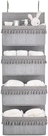 Dahey Over The Door Organizer 4 Pockets Hanging Behind Door Storage, Grey by Dahey
