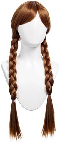 Brown Braided Wig for Girls Princess Cosplay Wigs Set Halloween Cosplay Hair Wigs (Brown/Braided) - Image 5