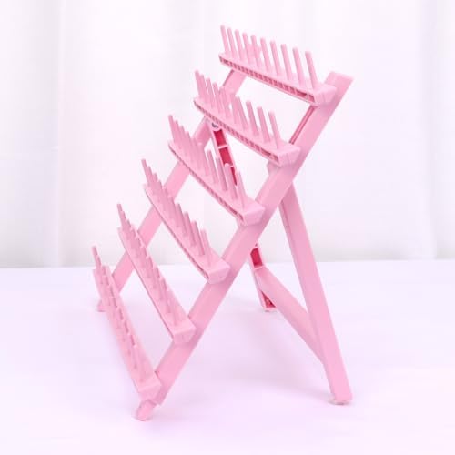 Braid Rack 60 Spools for Hair Standing Braid Hair Extension Rack Stand, Hair Separator Stand Hair Extension Holder for Stylists (Light pink) - Image 5
