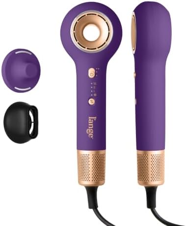 L'ANGE HAIR Axia HaloRing Ionic Hair Dryer | High Speed Professional Blow Dryer for Smooth, Frizz-Free Styles | Lightweight Brushless Motor with Concentrator & Wall Mount | 4 Heat Settings | Purple by LANGEHAIR