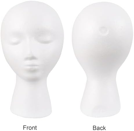 MapofBeauty Styrofoam Wig Mannequin Head DIY Foam Stand Wig Head (White) - Image 2
