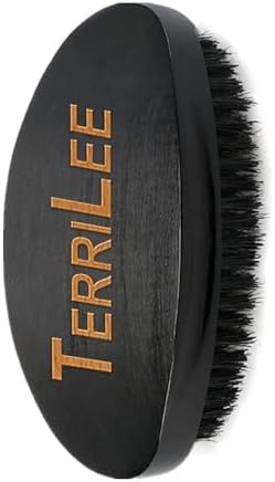 Terrilee Premium Palm Wave Brush for Men 360 - Medium Hard Curved 360 Wave Hair Brushs - Made with Nature Beech & Nylon Boar Bristle Men's Hair Brush For Black Men 360 Wave Brush (Black) by Terrilee