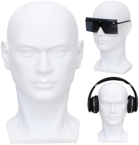 Male Mannequin Head Professional PVC Manikin Head for Display Wigs Hats Headphone Mask Sunglasses Scarf Jewelry Display Stand (White Matte) by ProfessionMaleMannequinHead