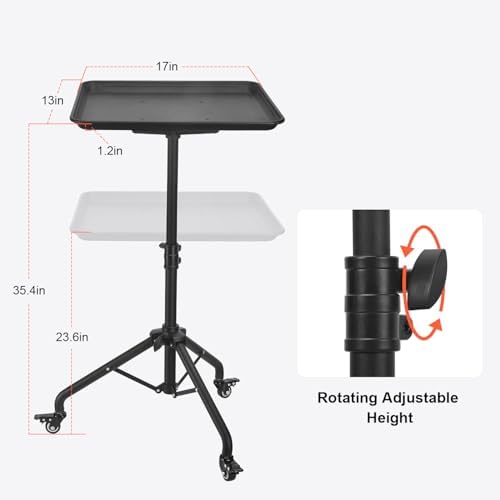 Salon Tray Cart Salon Rolling Tray, Tattoo Tray with Wheels Adjustable Height, Service Storage Tray Trolley for Beauty Clinic Spa - Image 4