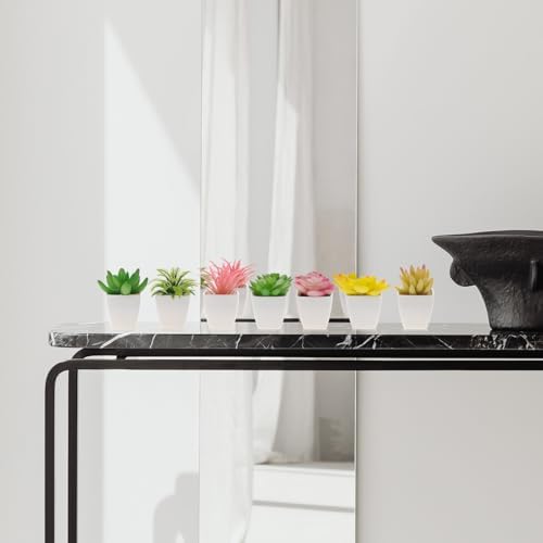 Woration 8Pcs Mini Artificial Succulent Plants Simulation in White Pots Small Fake Succulents Decoration for Bedroom Aesthetic Living Room Office Shelf - Image 6
