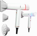 Ionic Hair Dryer with Diffuser and Concentrator, Professional Lightweight Quiet Blow Dryer, Powerful 1600 Watt Motor for Fast Drying and Straight & Wavy Hair, 3 Temps/2 Speeds, 6.56 Ft Cord, White by TressesTouch