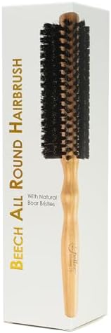 Fuller Brush Natural Beechwood Hairbrush - Ergonomic Contoured Handle - Genuine Boar Bristles - Spiral Tufting Pattern for Curls & Bobs - Style & Wave with Natural Shine (All Round) - Image 4