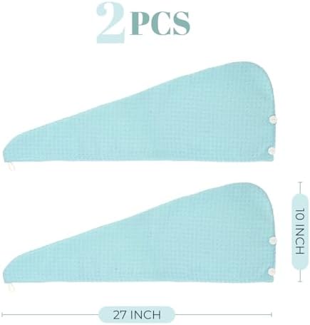 MaopaoBeauty Microfiber Hair Towel 2 Packs Hair Towel Wrap for Women Hair Drying Towel Wrap Hair Accessories for Women Girls(2Packs Green,10.6x27.5inch) - Image 2