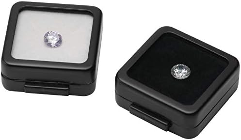 Glass Top Loose Diamond or Gemstone Display Box Case Holder Show Container Metal (Black Small) - Image 2