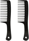 2PCS Wide Tooth Comb for Curls, Large Tooth Detangling Comb for Women & Men Wet & Dry Curly Hair(Black-Black) by Fgail