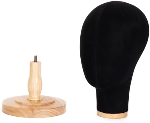 Mannequin Head for Wigs with Detachable Strong Wood Base, Canvas Wig Tripod Stand with Head, Wooden Mannequin Head for Hats, Canvas Head Holder for Hair Display (Black) - Image 6