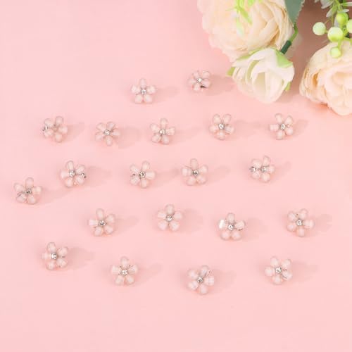 YISSION 20Pcs Mini Champagne Flower Hair Clips, Rhinestone Decorative Hair Pins for Women and Girls Wedding Bridal Prom Daily Hairstyle Accessories - Image 7