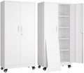 Yizosh Wheeled Metal Garage Storage Cabinet,Lockable Files Storage Cabinets by Yizosh