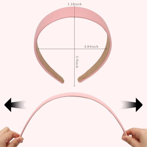 Pink Headband Leather Headband for Women Plastic Hard Head Band Solid Colors 1 Inch Thin Hair Bands Holiday Cosplay Hair Accessories - Image 4