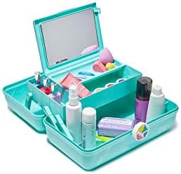 Caboodles On-The-Go Girl Makeup Box, Turquoise on Marble, Hard Plastic Makeup Organizer Box, Built-In Mirror, Secure Latch for Safe Travel, Spacious Storage for Large Items - Image 2