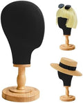 CHADWICK 21-Inch Linen Wig Head Stand with Wood Base, Black by CHADWICK