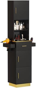 Tall Hair Salon Station for Hair Stylist with Storage (Black) by Oakvera