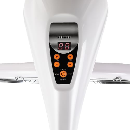 Hooded Stand Up Hair Bonnet Dryer Orbiting Rotating Hair Processor Perm Styling with Timer Swivel Caster Rolling Base for Beauty Salon or Home Use 360 Degree Rotation Compatible White - Image 6