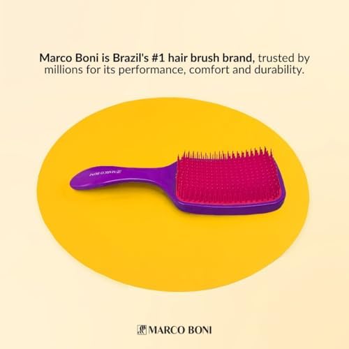 Marco Boni Free Flex Detangling Hair Brush, Flexible Hairbrush for Wet & Dry Hair, Pain-Free Detangler, Ergonomic Handle, All Hair Types, Açaí Burst - Image 4