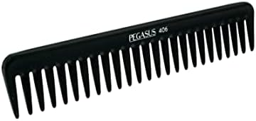 Pegasus 406, 7in Hard Rubber Wide Tooth Styling Comb, Handmade, Seamless, Smooth Edges, Anti Static, Heat and Chemically Resistant, Wet Hair, Everyday Grooming Comb | Peines de goma dura - Black - Image 2