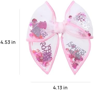 Birthday Hair Bows for Girls,2 Pcs 4" Glitter Pink Tulle Shaker Bows Alligator Clips with Happy Birthday Cake Confetti for Teens,Toddlers,Baby, Kids Party Dress Accessory Gift - Image 7