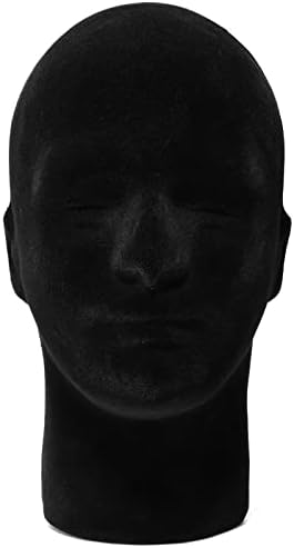 Foraineam 2 Pack Male Foam Mannequin Head Wig Display Holder, 11 Inch Man Manikin Stand Model, Black Foam Heads for Wig Hats Glasses Masks - Image 5