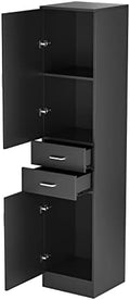 Paddie Wall Mount Barber Stations, Salon Stations for Hair Stylist, Hair Station Salon Furniture Sets with a Storage Cabinet, 2 Drawers and a 2 Tier Shelf, 17.3" L x 70.9" H by Paddie