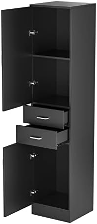 Paddie Wall Mount Barber Stations, Salon Stations for Hair Stylist, Hair Station Salon Furniture Sets with a Storage Cabinet, 2 Drawers and a 2 Tier Shelf, 17.3" L x 70.9" H by Paddie