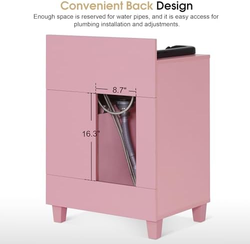 BarberPub Barber Storage Shampoo Station with Bowl & Cabinet 7131 (Pink) - Image 6