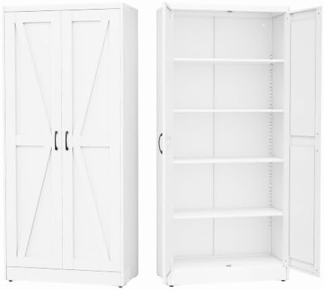GAIOUS 71" Tall Kitchen Pantry Cabinet,White Cupboard,Metal Storage Cabinet by GAIOUS
