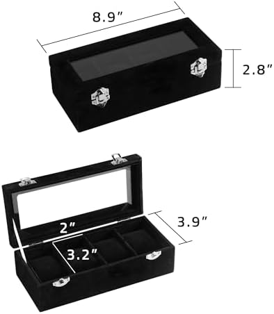 Frebeauty 4 Slot Watch Box for Men/Women,Watch Case with Glass Lid - Image 4