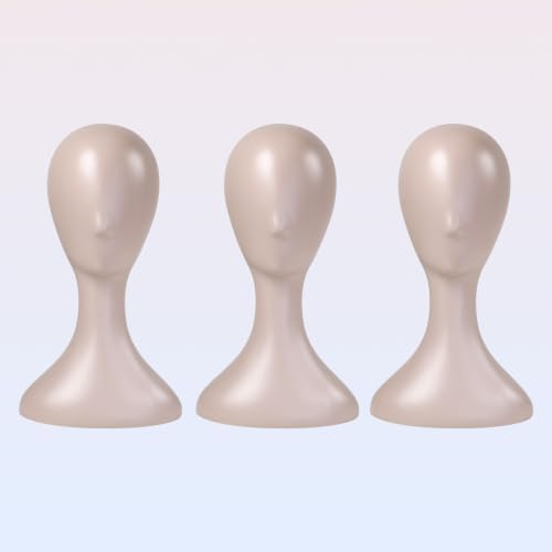STUDIO LIMITED Plastic Mannequin Head Nude 16 Inch 3 Pack for Wig Display by STUDIOLIMITED
