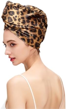 Satin Microfiber Hair Towel Wrap for Quick Drying & Anti-Frizz - Super Absorbent, Hair Turbans for Wet Hair, Ideal for Long, Short, Curly Hair (Leopard) - Image 3