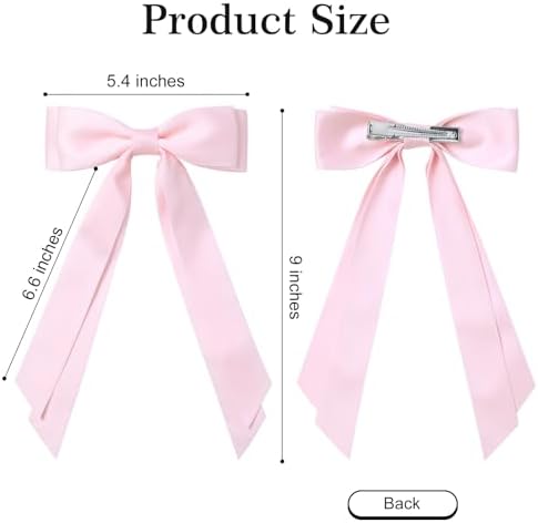 2PCS Pink Hair Bows, Large Ribbon Bow Hair Clips for Girls Women Cute Ponytail Holder Accessories for Toddlers Kids Teens - Image 4