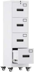 Aobabo 4 Drawer Metal File Cabinet with Lock and Wheels, White by Aobabo