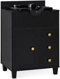 BarberPub Barber Storage Shampoo Station with Bowl & Cabinet 7131 (Black) by BarberPub