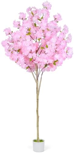 6FT Artificial Cherry Blossom Tree,Tall Fake Flower Tree with Realistic Pink Sakura in Nursery Pot,Blooming Fake Plants for Living Room,Bedroom,Office,Indoor/Outdoor Decor by Unknown