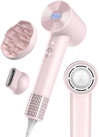 OSOU Hair Dryer with Diffuser for Curly Hair, Negative Ionic Hairdryer, High-Speed Blow Dryer with 110, 000 RPM Brushless Motor, Fast Drying Lightweight Travel Hairdryer, Low Noise Quiet Hair Dryers by OSOU